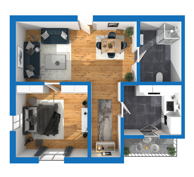 Grundriss Design 3D Premium Style 2 Blau
