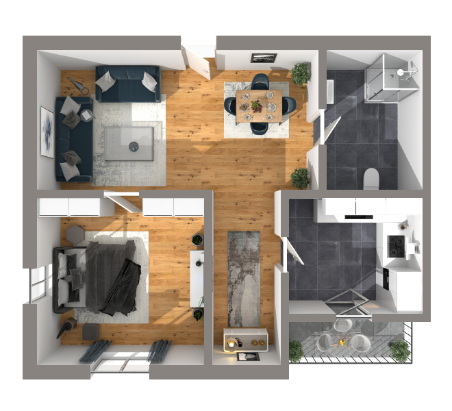 Grundriss Design 3D Premium Style 2 Grau