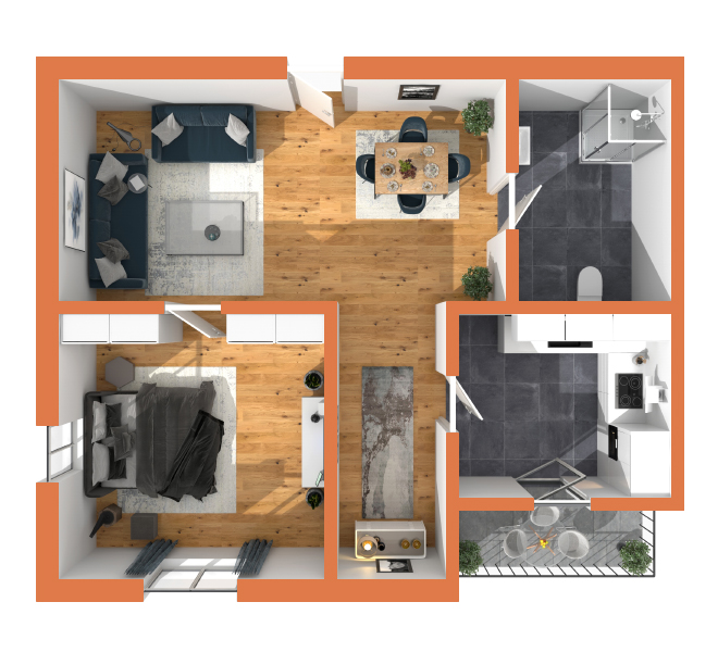 Grundriss Design 3D Premium Style 2 Orange
